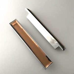Handtag 128cc krom/brunt glas
