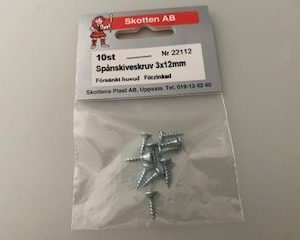 Spånskiveskruv 3x12mm  försänkhuvud förzink